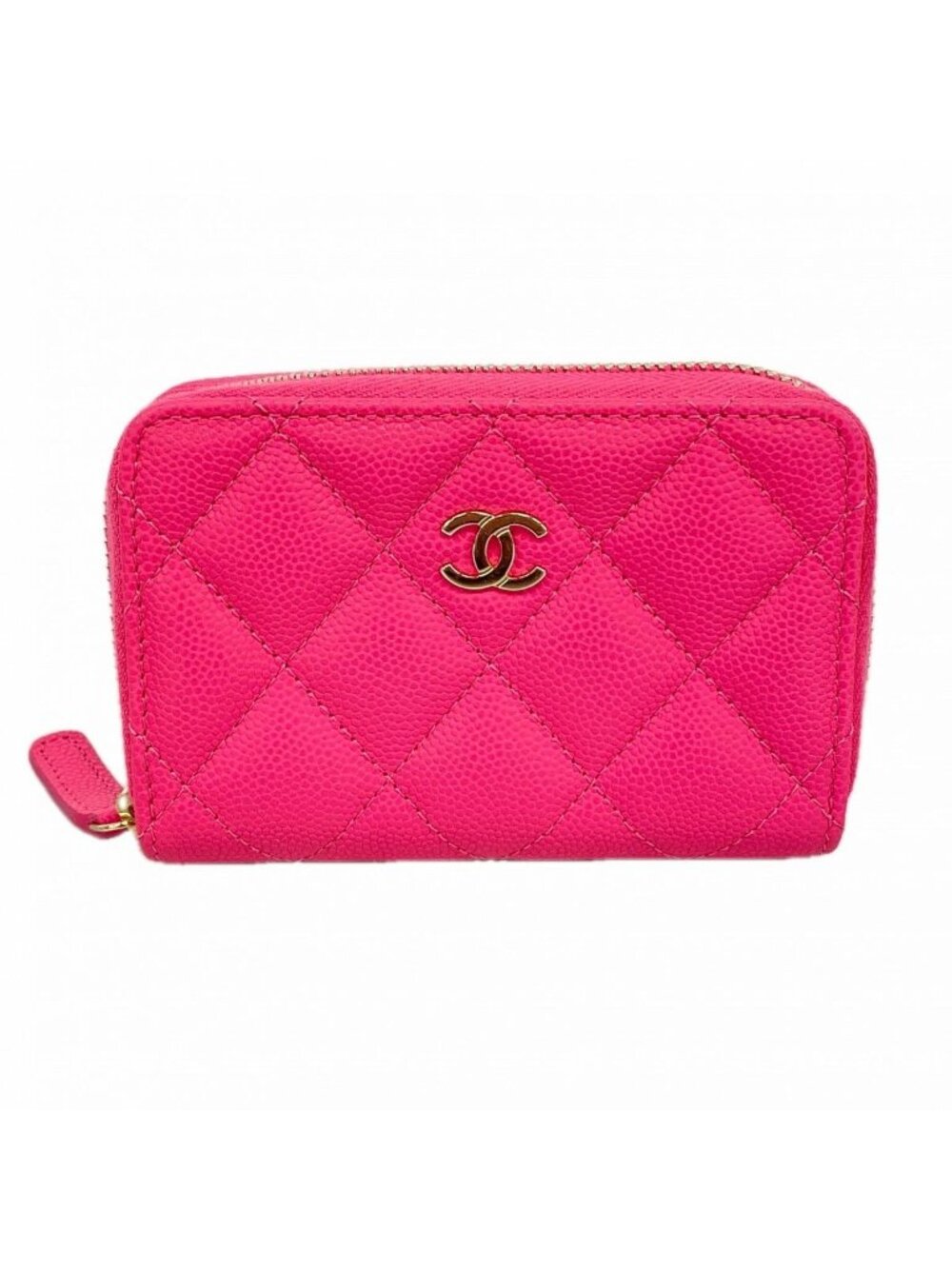 Chanel Coin Case Quilted Caviar Leather Pink Gold